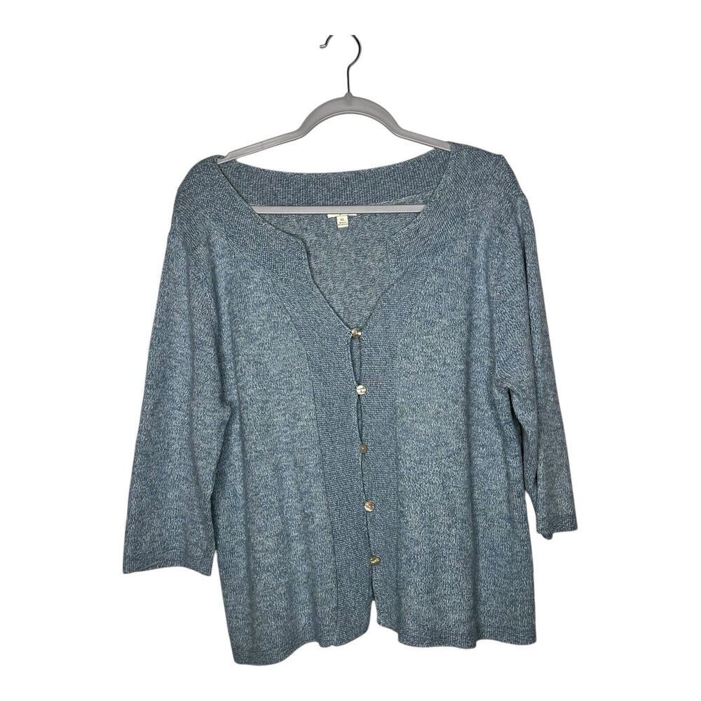 J Jill‎ Sweater Womens XL Blue Knit Cardigan Cotton Acrylic Vintage Y2K Coastal
